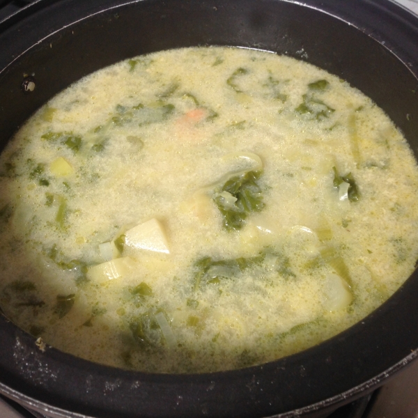 Leek and Potato Soup with Shrimp