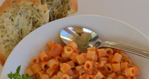 Ditalini with Roasted Tomato Sauce and Goat Cheese