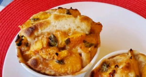Basil Peach Pepper Parmesan Cobbler