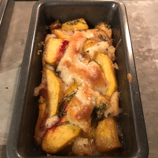 Basil Peach Pepper Parmesan Cobbler