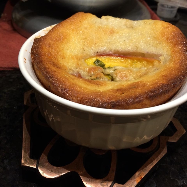 Basil Peach Pepper Parmesan Cobbler