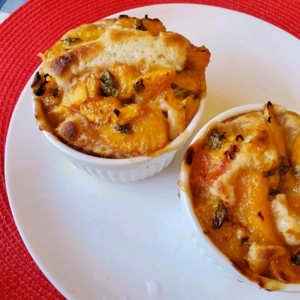 Basil Peach Pepper Parmesan Cobbler