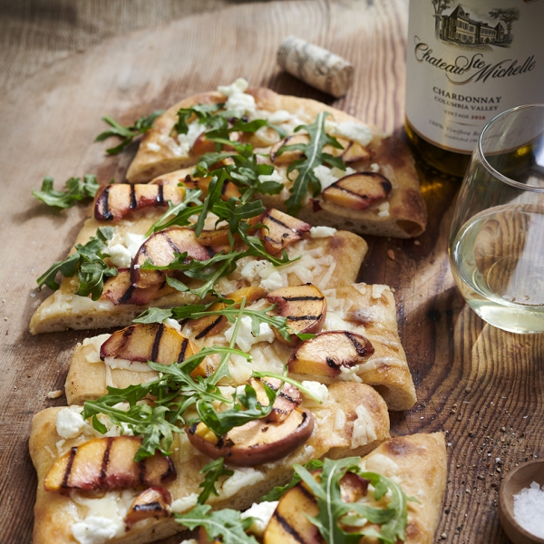 Grilled Peach and Goat Cheese Flatbread