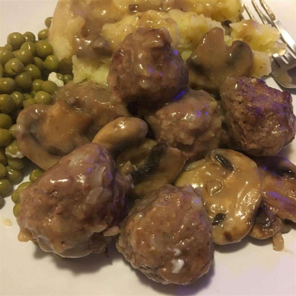 Wild Rice Meatballs in Mushroom Sauce