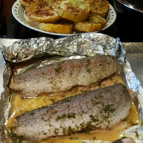Foil Barbecued Trout with Wine