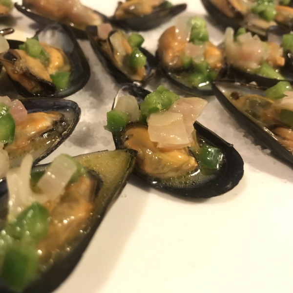 Lemon Jalapeno Marinated Mussels