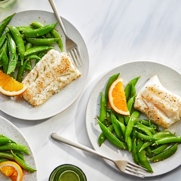 Air-Fried Sesame-Crusted Cod with Snap Peas
