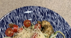 Lemon Herb Chicken with Zucchini Pasta and Ricotta