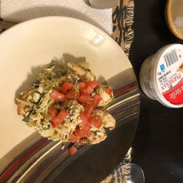 Lemon Herb Chicken with Zucchini Pasta and Ricotta