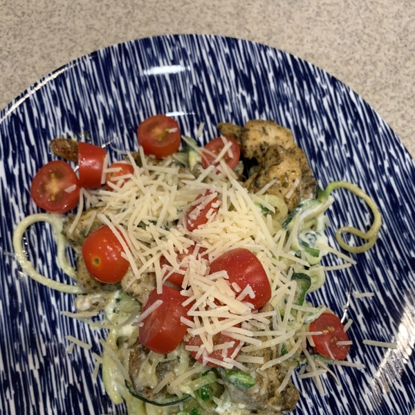 Lemon Herb Chicken with Zucchini Pasta and Ricotta