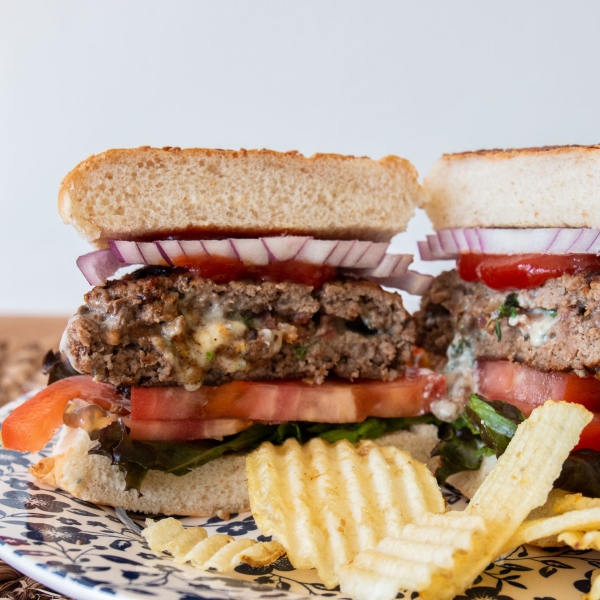 Bacon and Roquefort Stuffed Burgers