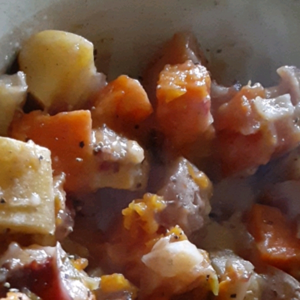Butternut Squash, Apple, Onion Au Gratin