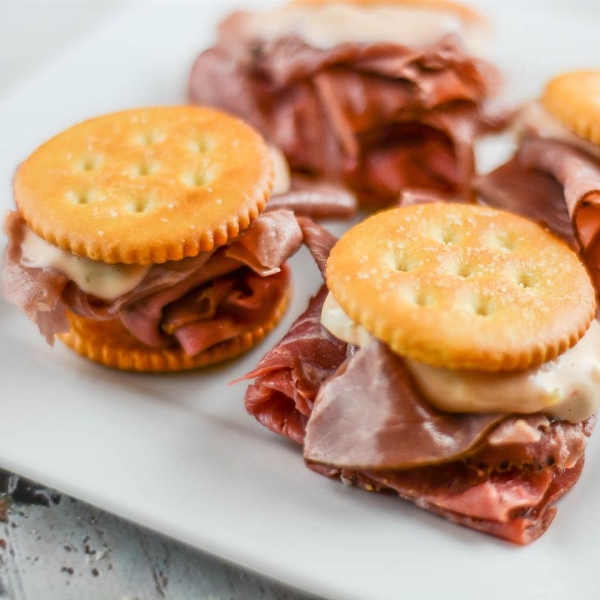RITZ Pastrami and Corned Beef Mini Sandwich, created by Carnegie Deli