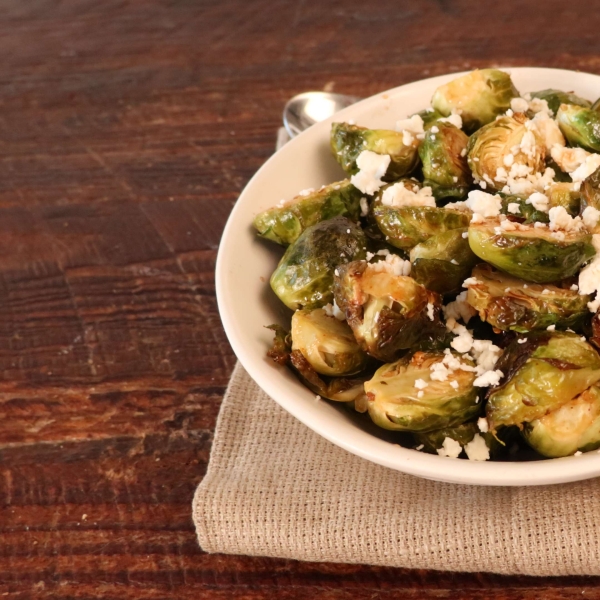 Air-Fried Brussels Sprouts With Balsamic-Honey Glaze and Feta