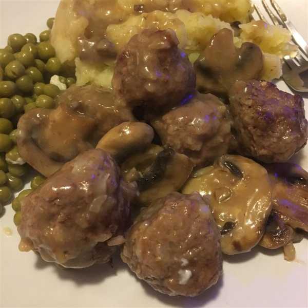Wild Rice Meatballs in Mushroom Sauce