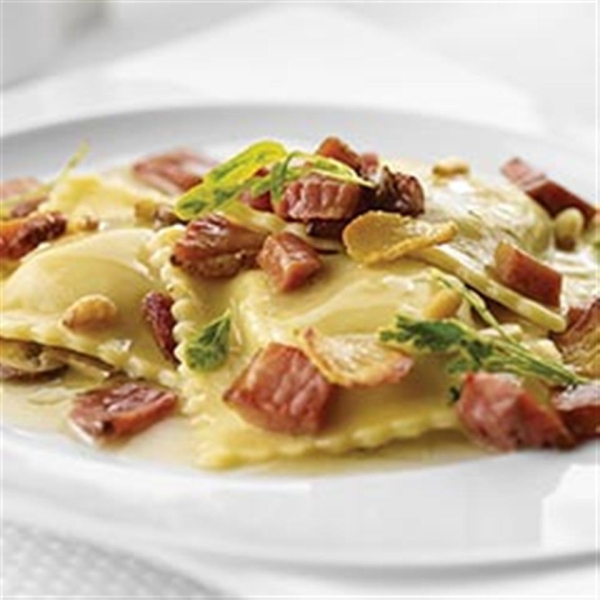 Pumpkin Ravioli with Crispy Margherita® Prosciutto