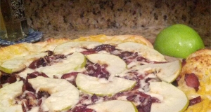Pumpkin Hummus, Caramelized Onion and Fontina Cheese Pizzas