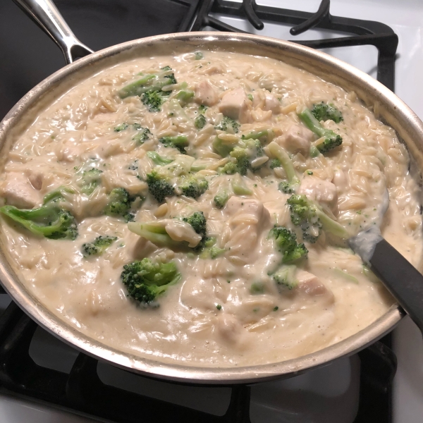 Chicken and Broccoli Alfredo Orzo