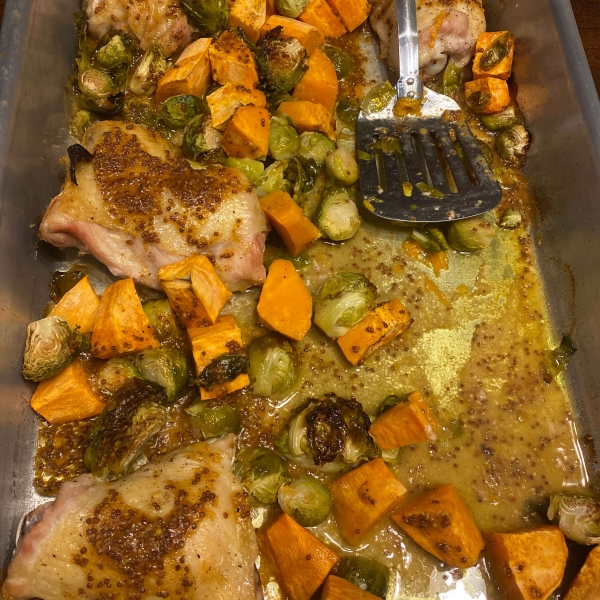 Sheet Pan Chicken and Veggies with Mustard Vinaigrette
