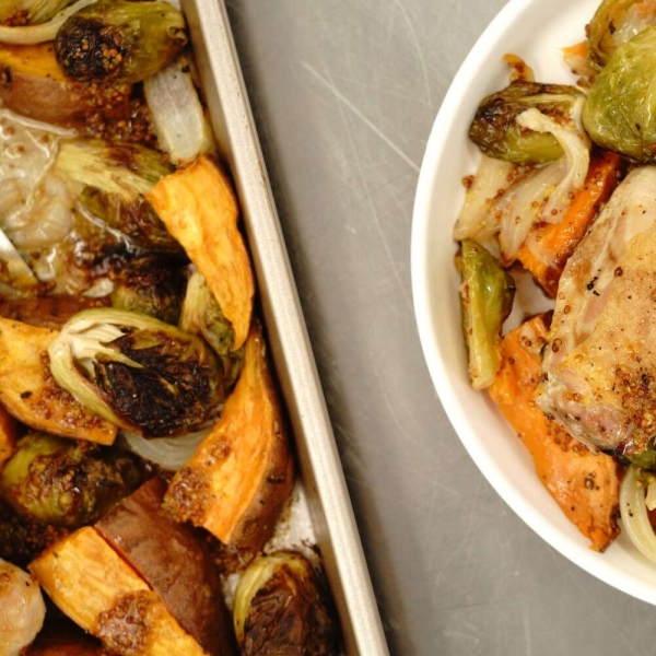 Sheet Pan Chicken and Veggies with Mustard Vinaigrette
