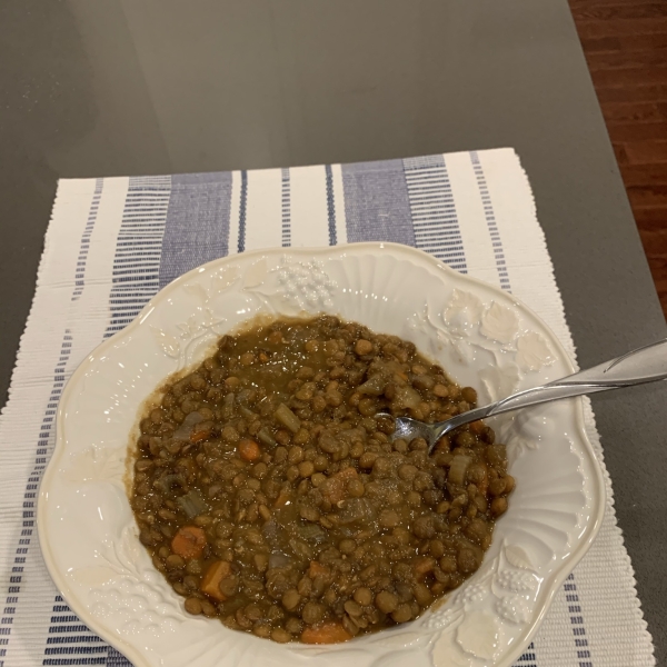 Lentil Soup with Garlicky Vinaigrette
