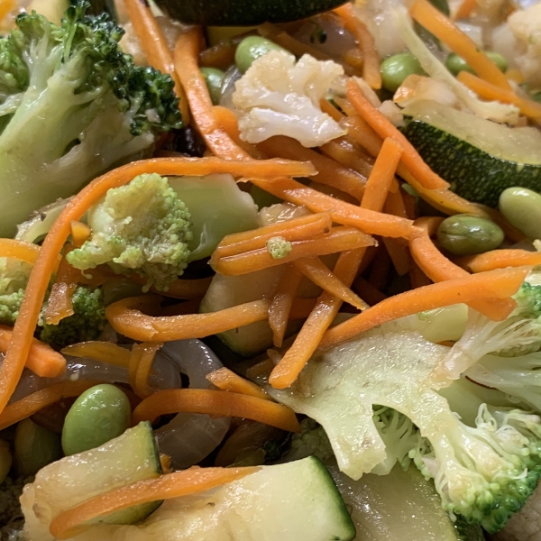 Zucchini and Soy Bean Stir Fry