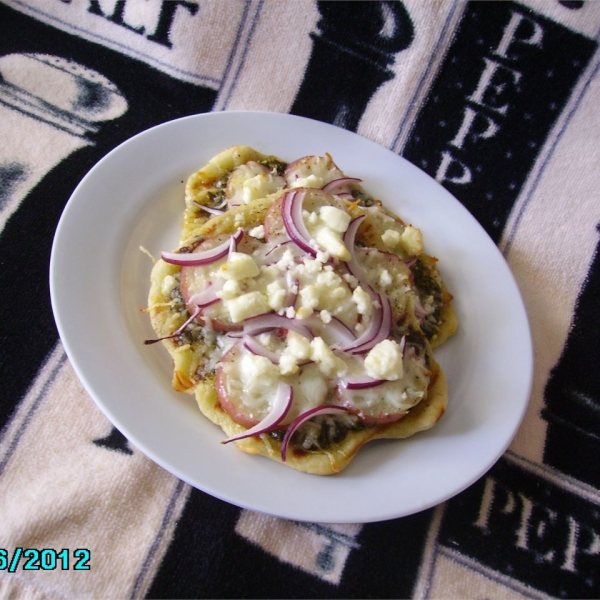 Potato Pesto Feta Pizza