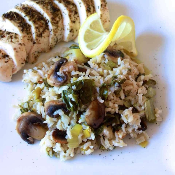 Baked Rice with Leeks and Bok Choy