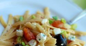 Fettuccine with Tomatoes, Olives, and Goat Cheese