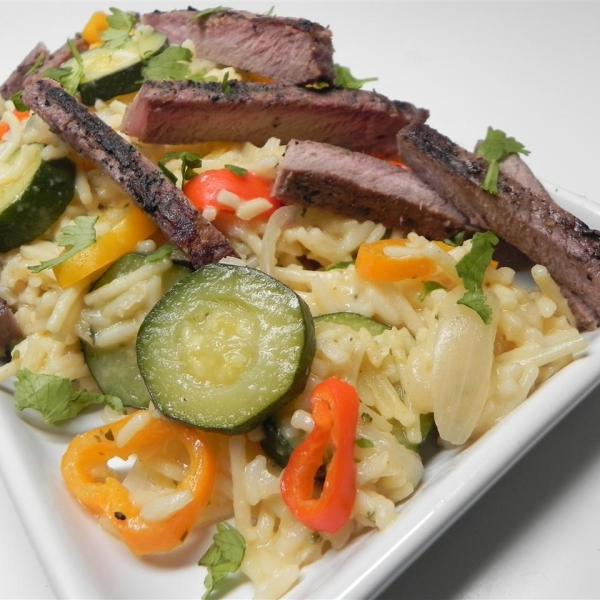 Grilled Steak & Summer Vegetable Rice