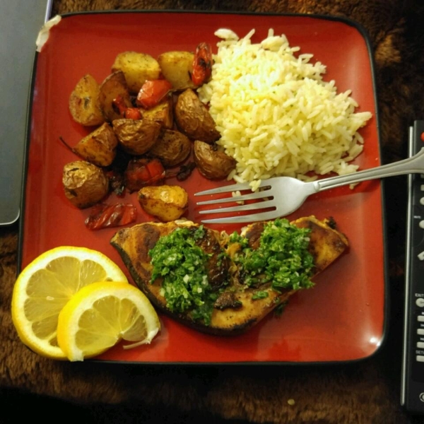 Swordfish Steaks with Arugula and Basil Sauce