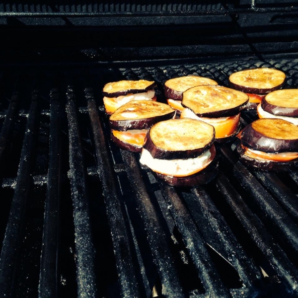 Grilled Eggplant, Tomato and Goat Cheese