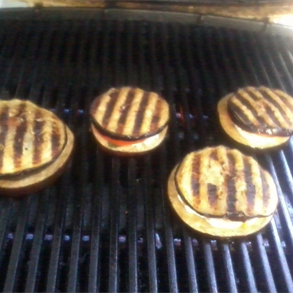 Grilled Eggplant, Tomato and Goat Cheese