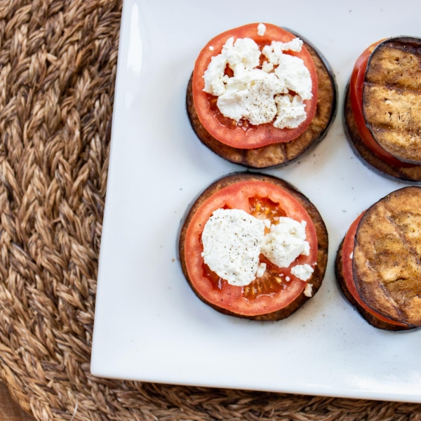 Grilled Eggplant, Tomato and Goat Cheese