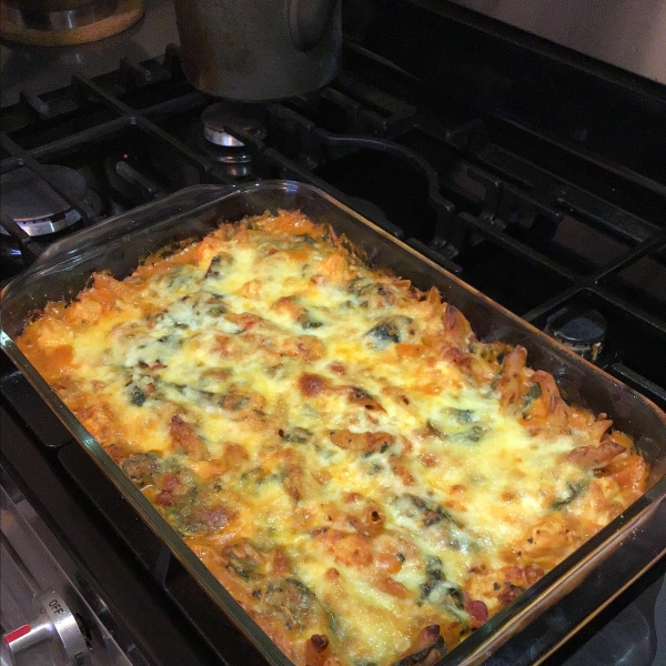 Three-Cheese Chicken Penne Pasta Bake