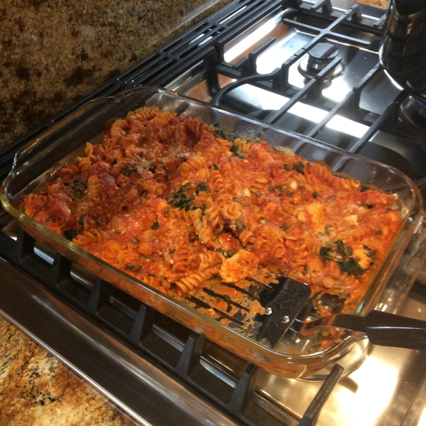 Three-Cheese Chicken Penne Pasta Bake