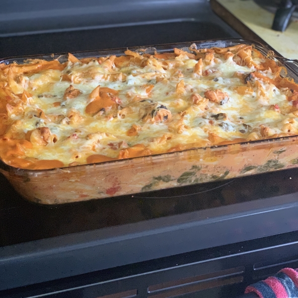 Three-Cheese Chicken Penne Pasta Bake