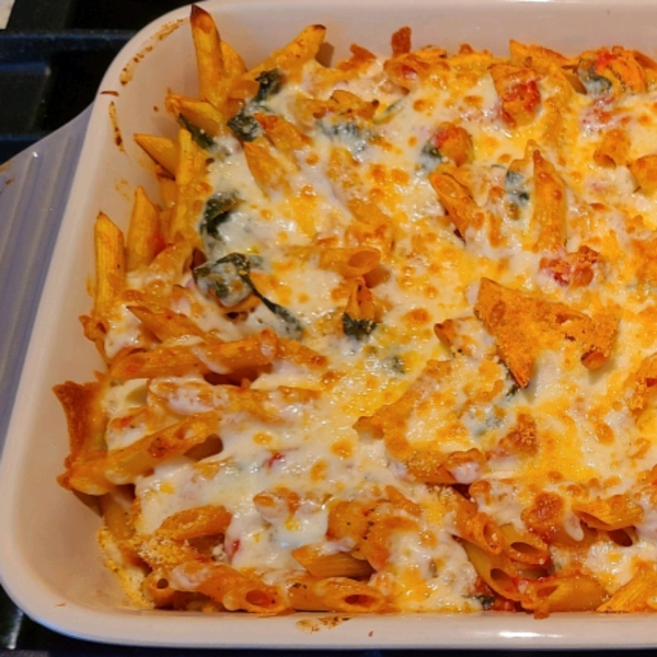 Three-Cheese Chicken Penne Pasta Bake