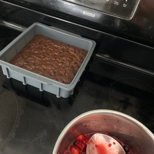 Lesley's Valentine Brownies with Raspberry Coulis