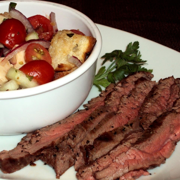 Panzanella Salad with Bison Flank Steak