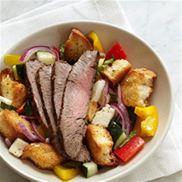 Panzanella Salad with Bison Flank Steak