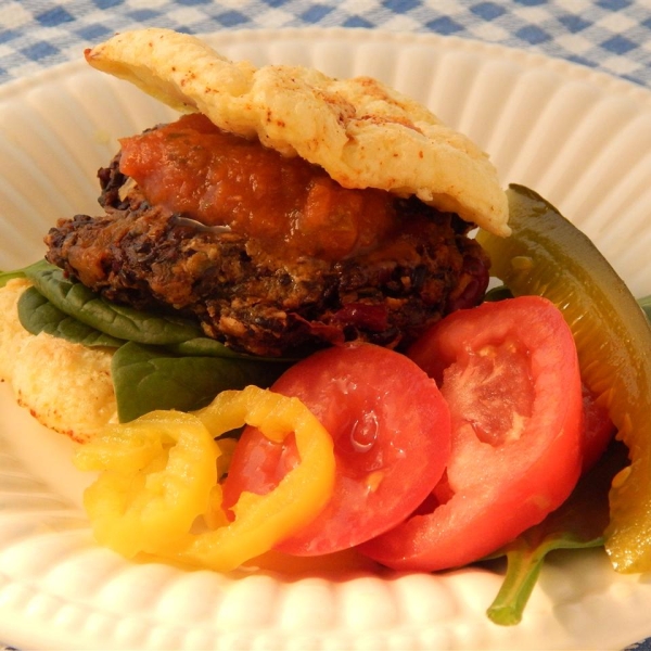 Kidney Bean and Black Thai Rice Burgers