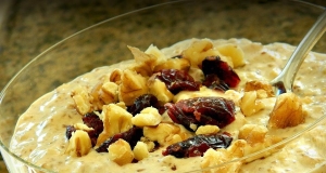 Peanut Butter and Honey Overnight Oats with Walnuts and Cranberries