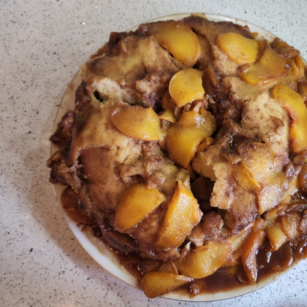 Peach Cobbler Upside-Down Pound Cake