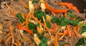 Korean Sweet Potato Noodles (Japchae)