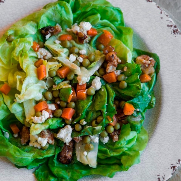 Peas, Carrots & Candied Walnut Salad