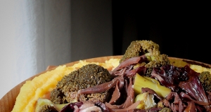 Braised Broccoli and Porcini with Polenta