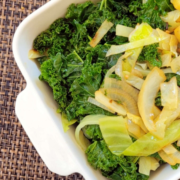 Easy Cabbage, Onion, and Kale Stir-Fry