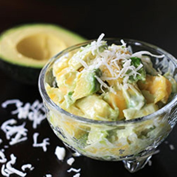 Tropical Avocado Fruit Salad with Honey-Lime Dressing