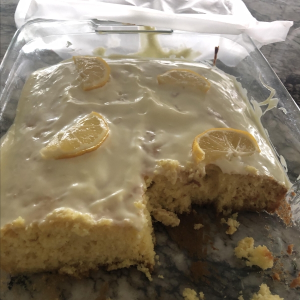 Lemon Pudding Poke Cake
